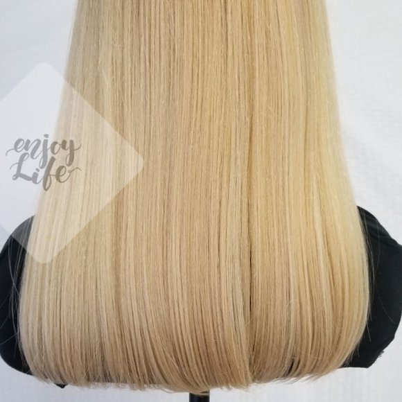 realitystar Human blend hair bang blonde ombre wig